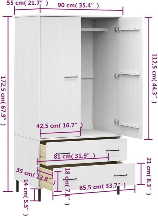 Actual product image VidaXL Maddi (90 x 55 x 172.5 cm)