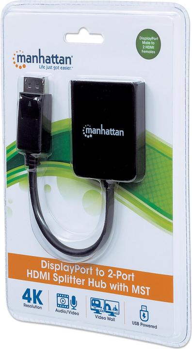 Produktbild Manhattan DisplayPort auf 2-Port HDMI-Splitter-Hub mit MST