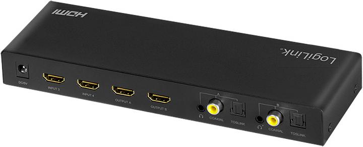 Produktbild LogiLink Switch 4x2 HDMI, 4K 60Hz, auf Pult