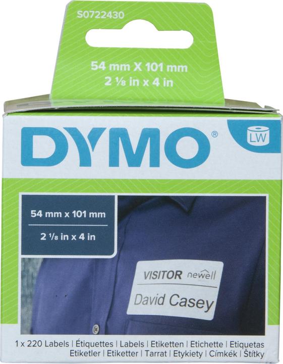 Actual product image Roll labels suitable for Dymo black on white, size mm: 54 x 101, replaces: 99014/S0722430