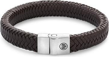 Actual product image Rebel Rose - Brown leather bracelet Herringbone Brown Matt RR-M0022-S - Dimension: 19 cm - L (19 cm, Leather)