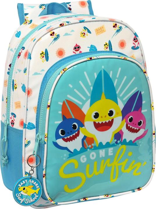 Pinkfong Schulrucksack Baby Shark Surfing Blau Weiss 26 x 34 x 11 cm