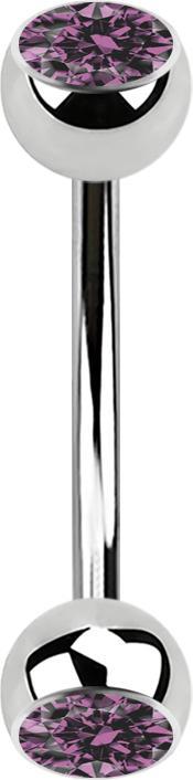 Image du produit Star Piercing Micro banane argentée avec deux boules de cristal violet clair (Acier chirurgical 316L, sans laiton)