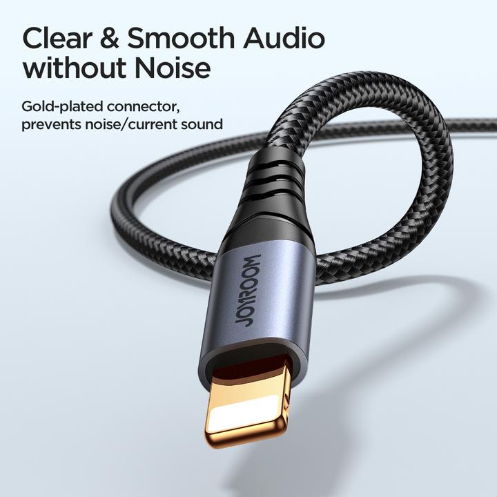 Actual product image Joyroom 3,5 mm – MiniklinkeLightning (1.20 m, 3.5mm jack (AUX), Lightning)