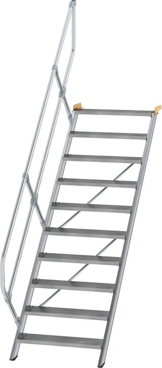 Image du produit Munk Escalier 45° largeur des marches 800 mm 10 marches aluminium strié (Escabeau, 234.10 cm)