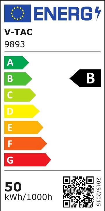 Energie-Label V-TAC VT4456 LED Flutlicht 185 lmW50 W, 6500 K, IP65, B (9250 lm, IP65)