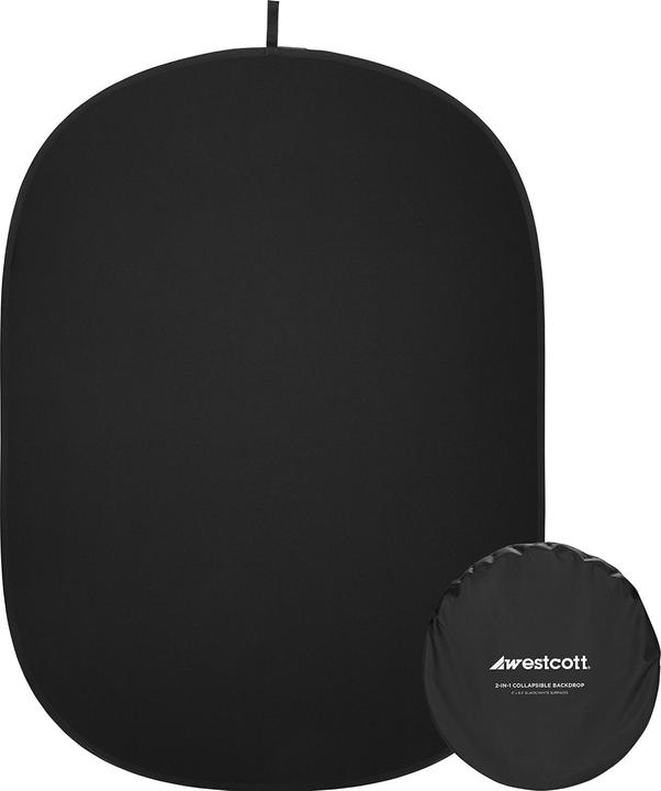 Image du produit Westcott 2-in-1 Black & White Screen (5' x 6.5') Collapsible Backdrop (152.40 cm, 195.60 cm)