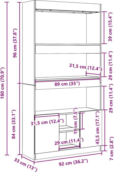 Immagine prodotto VidaXL Louiza (92 x 33 x 180 cm)