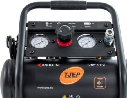 Produktbild Kyocera Tjep Silent kompressor 4/5-2 - 2 cylinder, 3,8L tank, 49 liter/min v 0 bar, max 9 bar