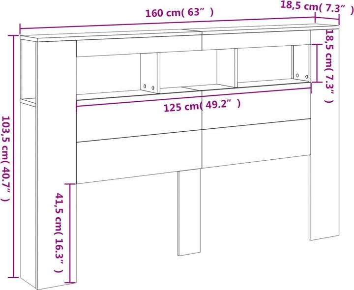 Immagine prodotto VidaXL Testiera a LED (160 x 18,5 x 103,5 cm)