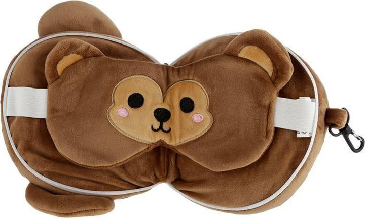 Immagine prodotto Puckator Cuscino da viaggio rotondo e maschera per gli occhi in peluche della scimmia Relaxeazzz