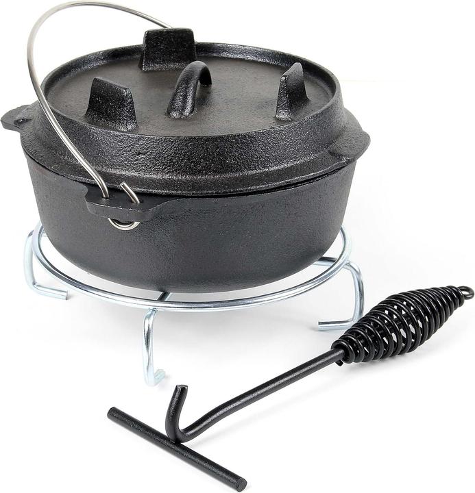 Produktbild Wiltec Dutch Oven 3l Untersetzer Deckelheber Kochtopf Gusseisen Feuertopf Schmortopf