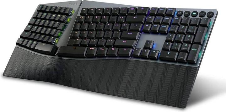 Immagine prodotto Perixx PERIBOARD-835 BR DE, tastiera meccanica ergonomica senza fili con illuminazione RGB - reggiseno (DE, Senza fili)