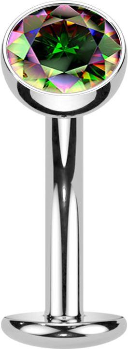 Star Piercing Threadless Labret-Stab Banane silber Kugel Kristall dunkel multicolor (Titan G23)