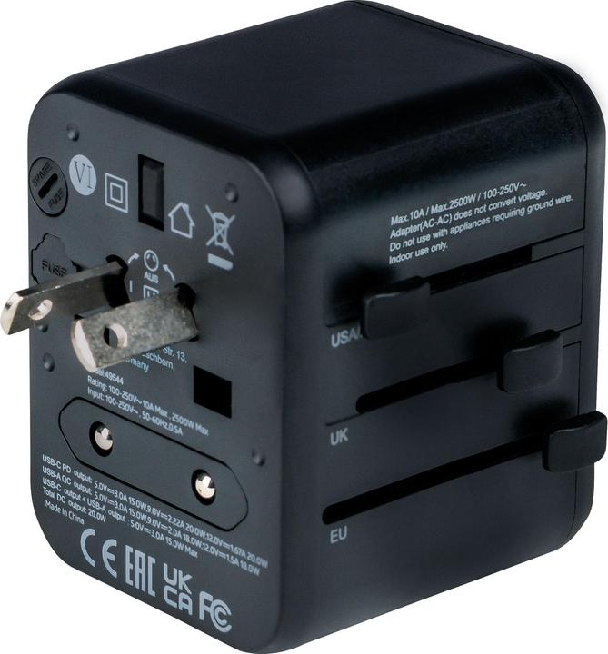 Produktbild Verbatim Universal Travel Adapter with 1 x USB-C PD 20W / 1 x USB-A QC 3.0
