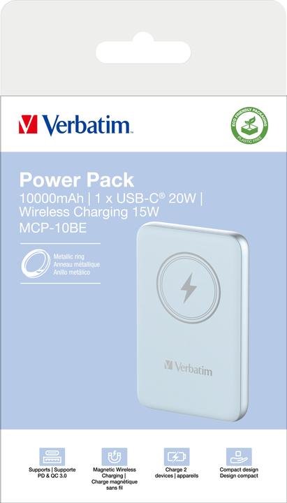 Produktbild Verbatim POWER BANK 10000 BLEU (10000 mAh, 20 W, 37 Wh)