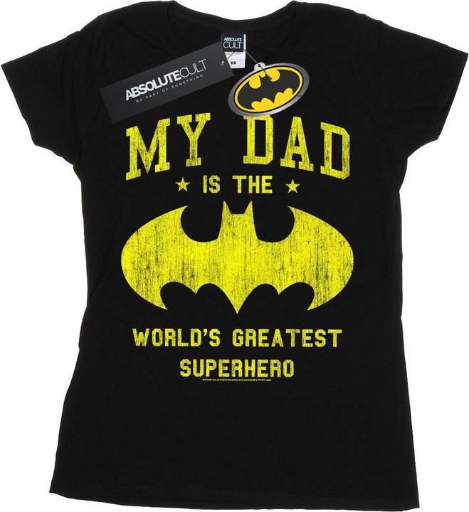 Actual product image Womens/Ladies Batman My Dad Is A Superhero Cotton T-Shirt (L)