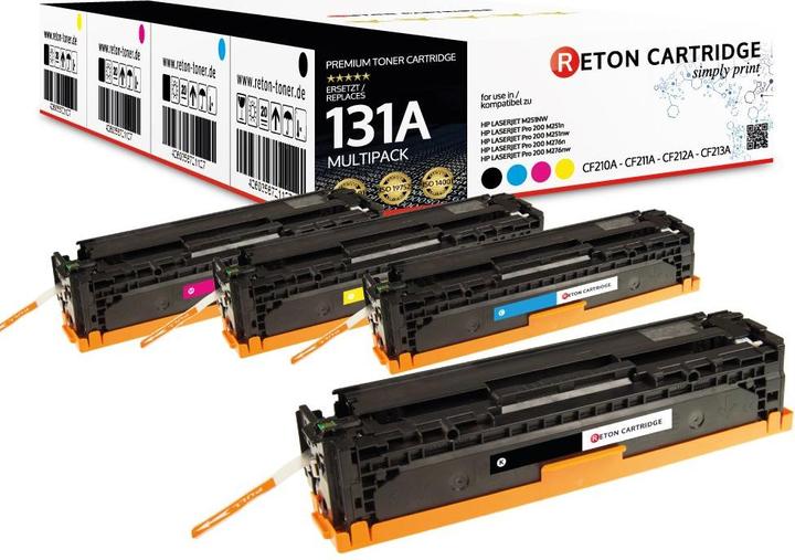 Actual product image Reton Cartridge 4 Colour Set Original Reton Toner compatible for HP CF210X CF210A CF211A CF212A CF213A