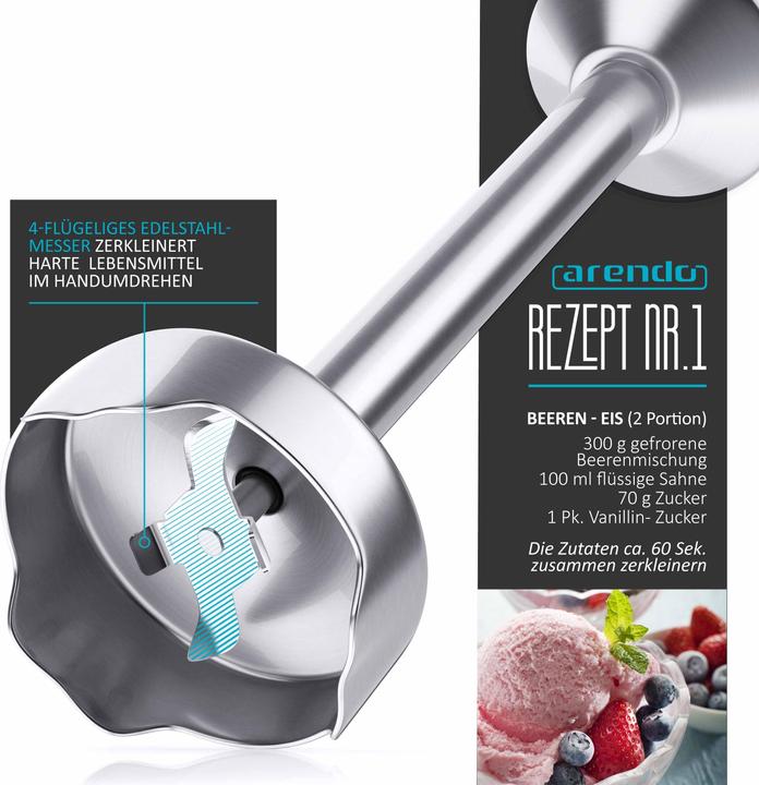 Actual product image Arendo Hand blender 1000W White, stainless steel