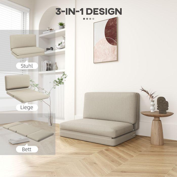 Immagine prodotto Swisshandel24 Bodensofa 3-in-1 Klappbar Schlafsofa mit Samtoptik, bis 240kg, beige