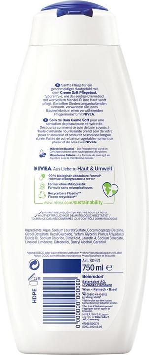 Produktbild NIVEA Pflegebad Creme Soft (750 ml, Schaumbad)