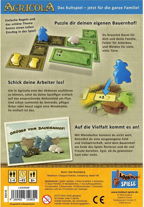 Immagine prodotto Lookout 22160085 - Agricola - Gioco per famiglie (EN Edition) (Tedesco)