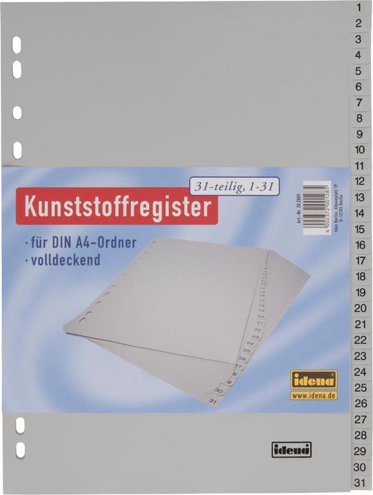 Actual product image Idena Plastic index A4 1-31 grey PP