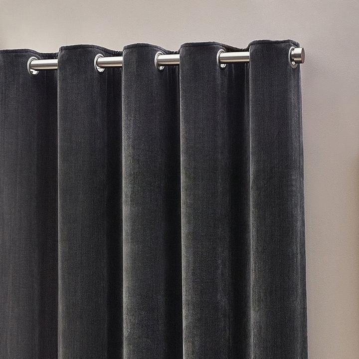 Actual product image Yard Chenille Velvet Eyelet Curtains (168 x 229 cm)