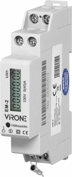 Produktbild Orno Virone EM-2 Digitaler Wechselstromzähler Einphasiger Energiezähler, 40A, Impulsausgang, 1 Modul, DIN