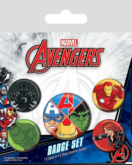 Actual product image Pyramid Marvel pack 5 badges Avengers Assemble