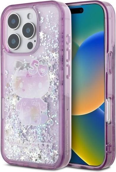Actual product image Hello Kitty HKHCP16XL50PPU iPhone 16 Pro Max 6.9" fioletowy/purple hardcase Liquid Glitter 50TH Ann (Apple iPhone 16 Pro Max)