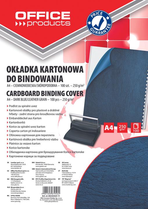 Actual product image Office Products Office Produktai Covers, cardboard, A4, 250 g/m², leather-like, dark blue, 100 pieces (20232525