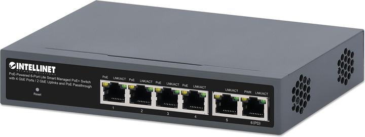Produktbild Intellinet PoE-Powered 6-Port Lite Smart Managed PoE+ Switch 4xGbE 2xGbE-Uplink und PoE-Passthrough (6 Ports)
