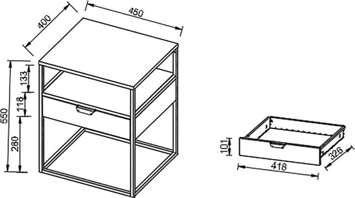 Produktbild VCM Metall Nachttisch Beistelltisch Flokas M (45 x 40 x 55 cm)