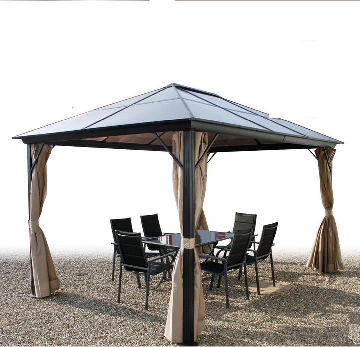 Mojawo XXL Metall Garten Pavillon Alu Doppeldach 3x4m Gartenpavillon inkl. Seitenteile (400 cm, 300 cm)