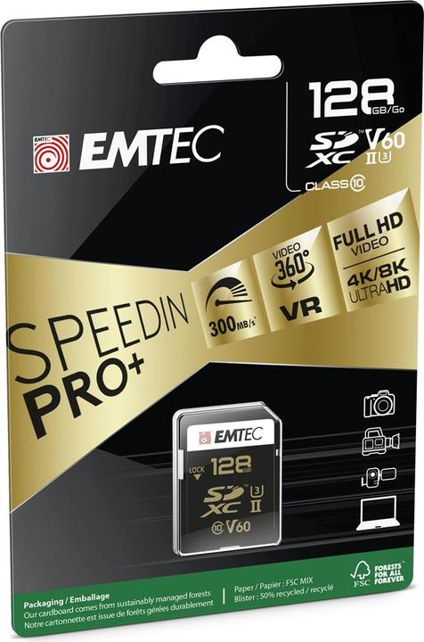 Produktbild Emtec SD 128GB UHS-II U3 V60 Ultra Pro (128 GB, SDXC, U3, UHS-II)