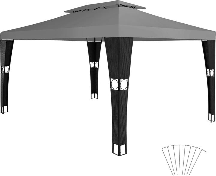 Actual product image tectake Rattan garden gazebo (400 cm, 300 cm)