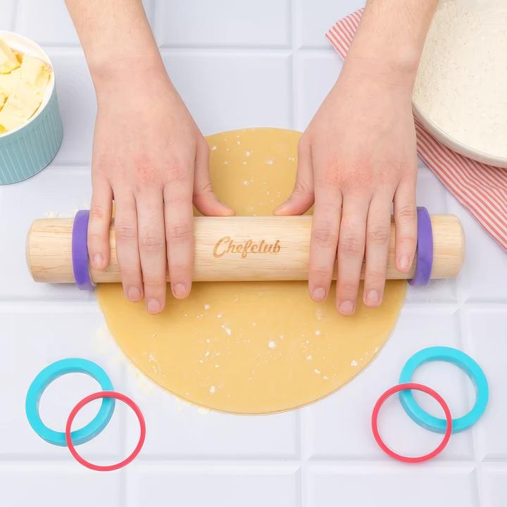 Actual product image Chefclub Rolling pin with silicone rings