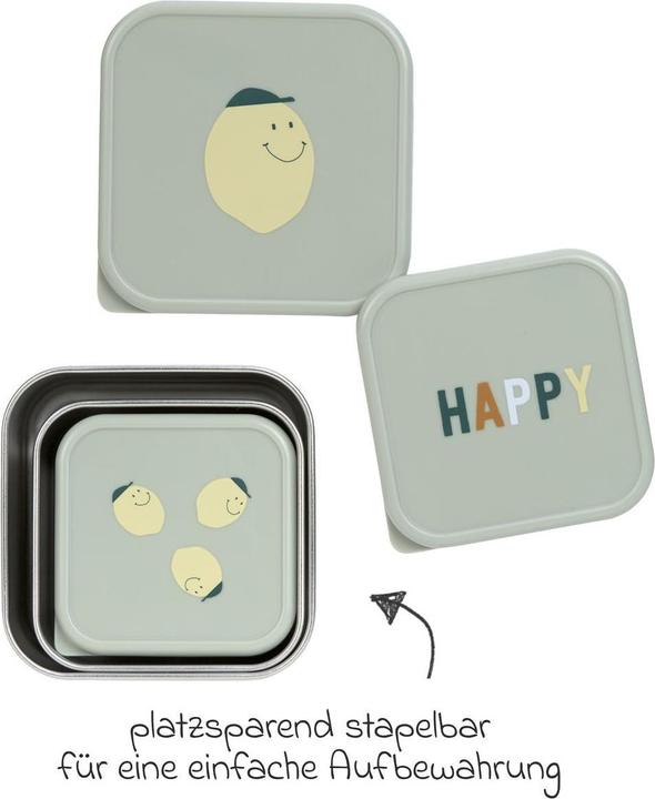 Actual product image Lässig Nahrungsbehälter & Portionierer 3-tlg. Edelstahl-Snackboxen-Set - Happy Fruits