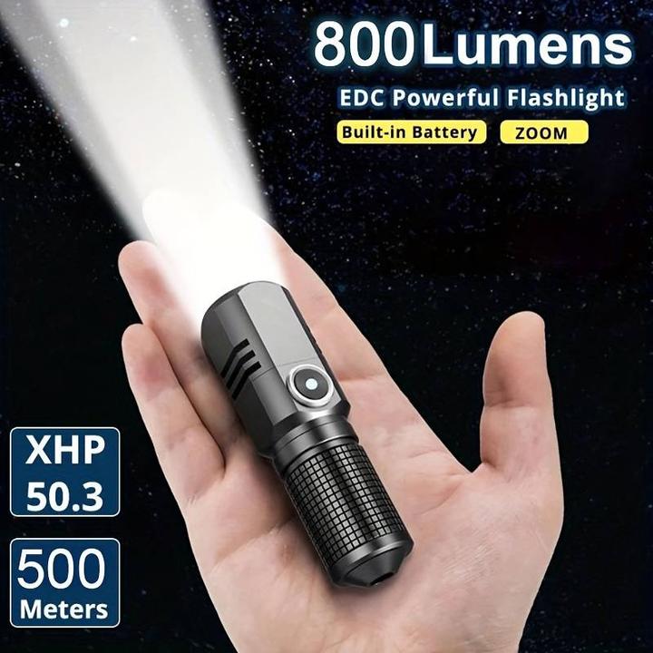 Produktbild PhoneLook Mini LED Taschenlampe Ultrastarke Leuchtkraft mit integriertem Akku & 800 Lumen (USB-C)