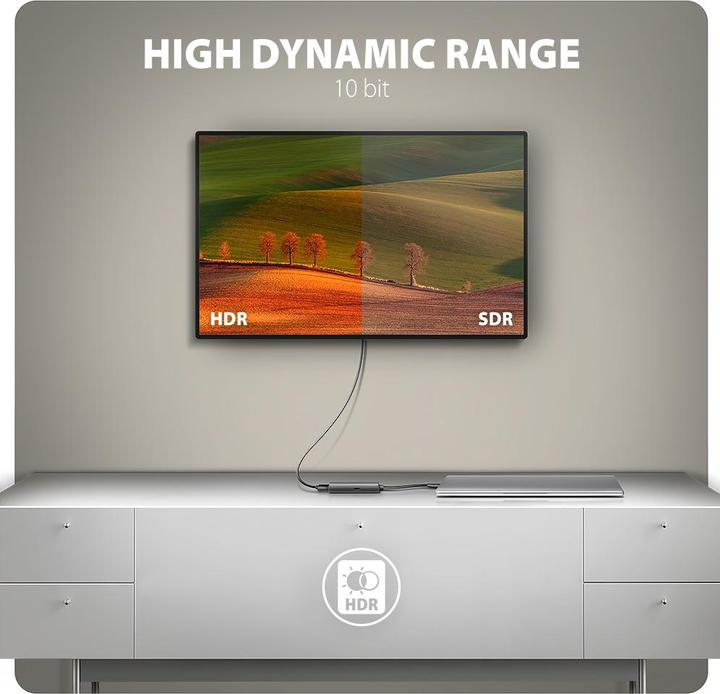 Actual product image Axagon RVC-HI8KPD, USB-C -> HDMI 2.1 adapter, 8K/60Hz, 4K/144Hz, HDR10+, PD100W (USB-C, 7.90 cm)