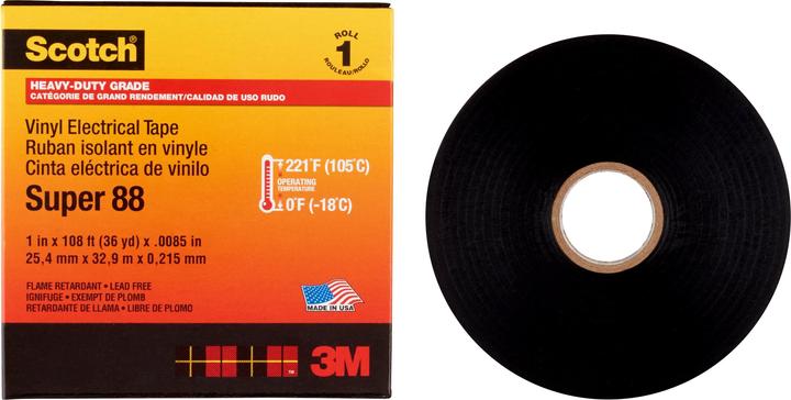 Immagine prodotto 3M SUPER88-25X33 Nastro isolante Scotch® Nero (L x L) 33m x 25mm 1pc. (25 mm)