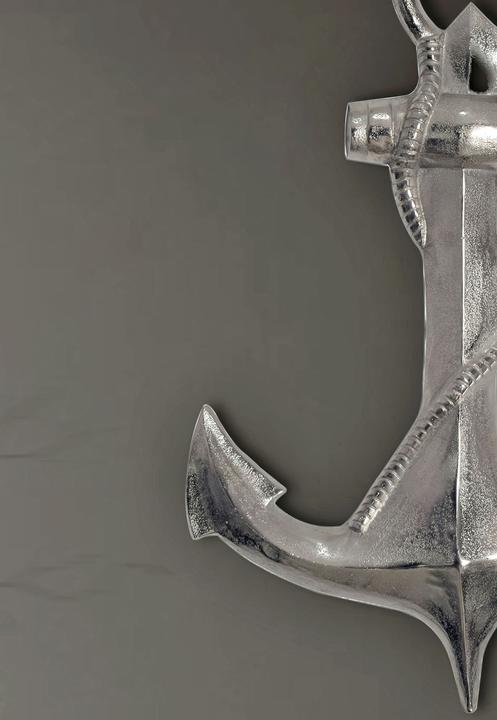 Produktbild FineBuy Deko Anker Wanddeko 70 cm Silber XXL Maritim Aluminium Modern Wohndeko