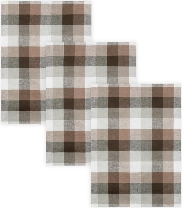 Produktbild Kracht 3er Pack Halbleinen Geschirrtücher Karo anthrazit (50 x 70 cm)