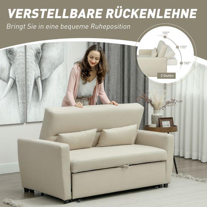 Produktbild Swisshandel24 Schlafsofa, 2-Sitzer Sofa mit Schlaffunktion, Verstellbare Rückenlehne, Beige