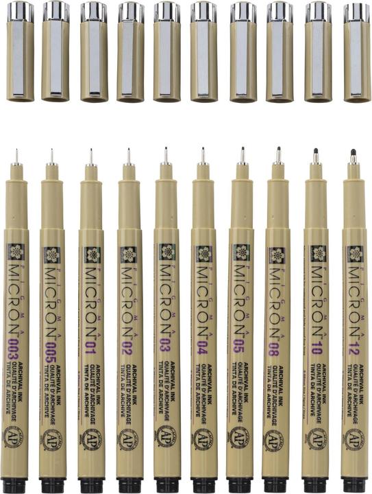 Actual product image Sakura Fibre pen Pigma Micron (Black, 10 x)