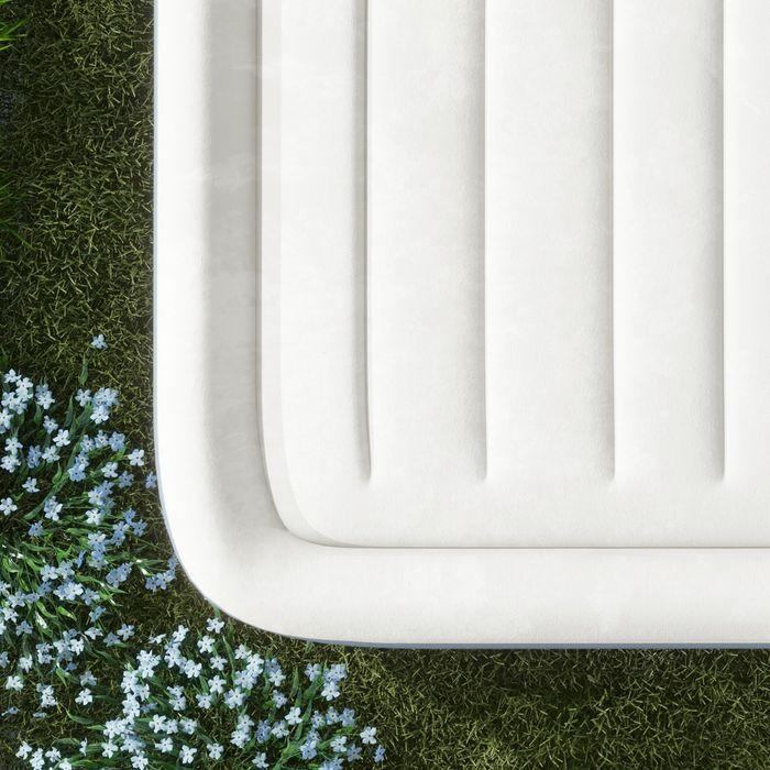 Actual product image Swisshandel24 Camping mattress for 2 people, inflatable, built-in pump, carrying bag, 203x152x46cm, light blue (152 x 203 cm)