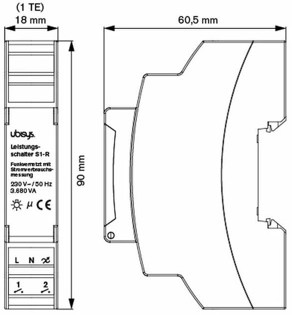 Produktbild Ubisys Leistungsschalter S1-R ZigBee 3.0 (Schaltaktor)