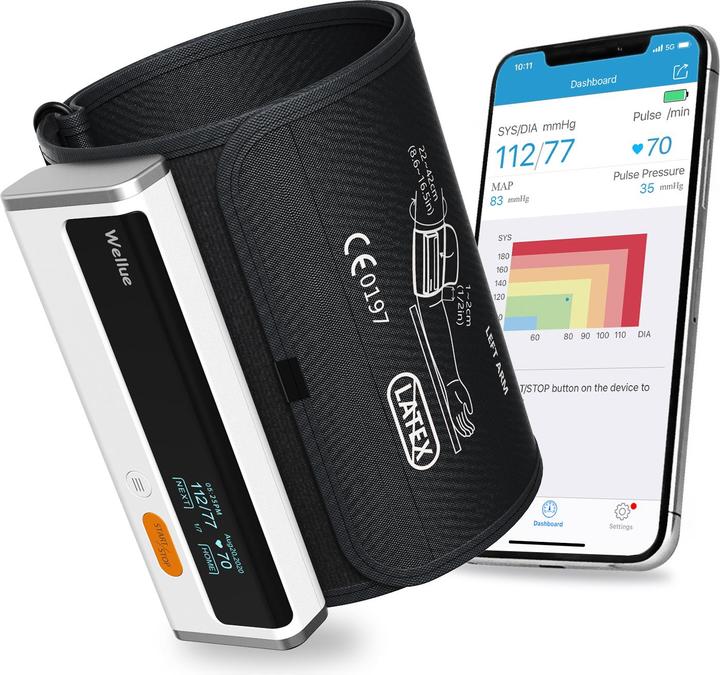 ViatomTech BP2 Smart Bloeddrukmeter + ECG, Bluetooth Sync, 3 BP-metingen, Bloeddrukmeter voor thuisgebruik, ECG (Blutdruckmessgerät Oberarm)