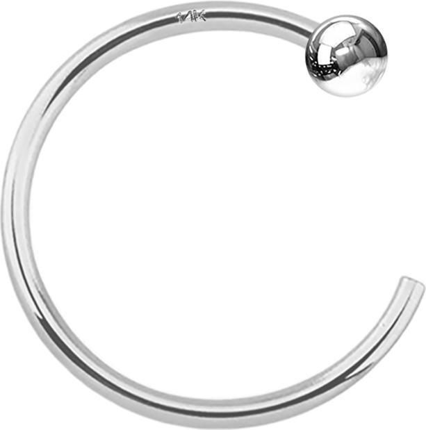 Star Piercing Nasenring offen 14k weissgold mit Kugel (14k Gold, ohne Messing)
